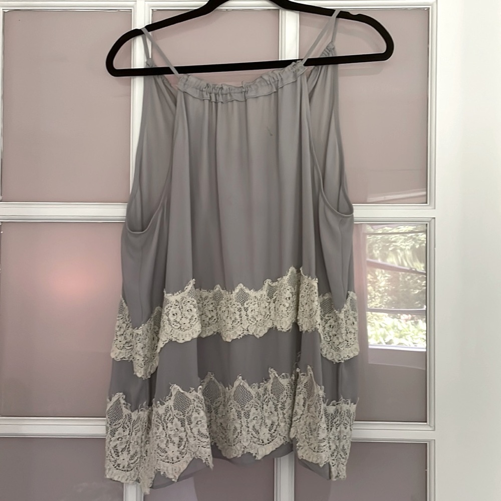 Loft grey and cream lace camisole